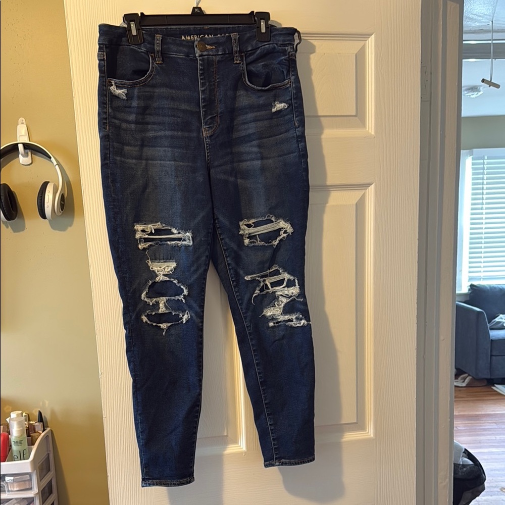 Women’s blue ripped American Eagle jeans size 12